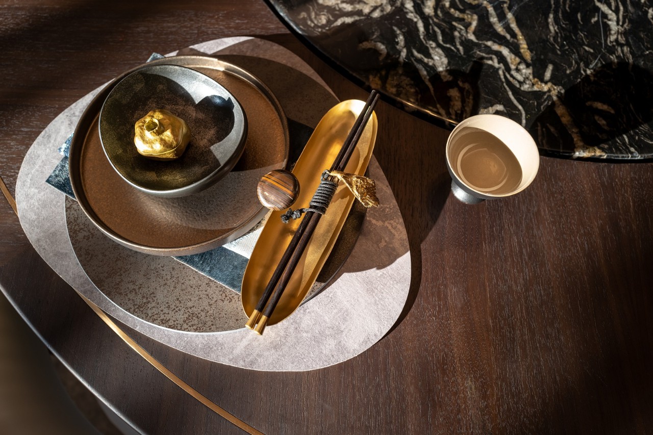 Top view of cutlery on Chinese table