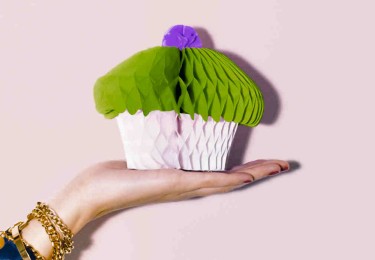 Female Hand Holding Pink Party Cupcake